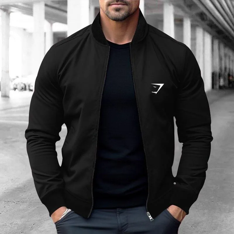 Men's Zipper Stand Collar Casual Long Sleeve Jacket 09913860X sold by Manly product image thumbnail 2