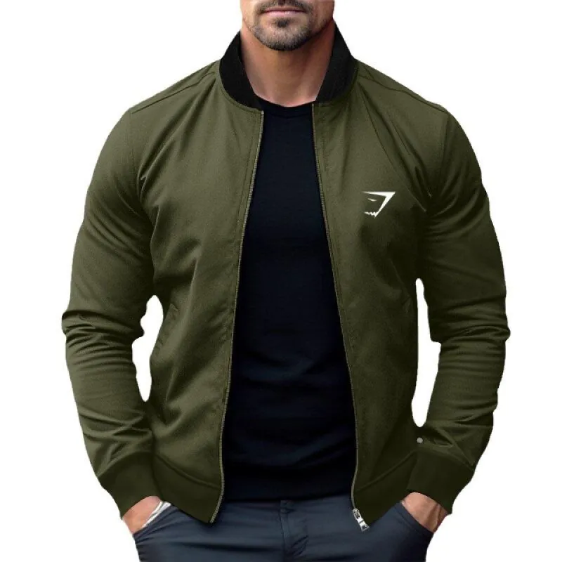 Men's Zipper Stand Collar Casual Long Sleeve Jacket 09913860X sold by Manly
