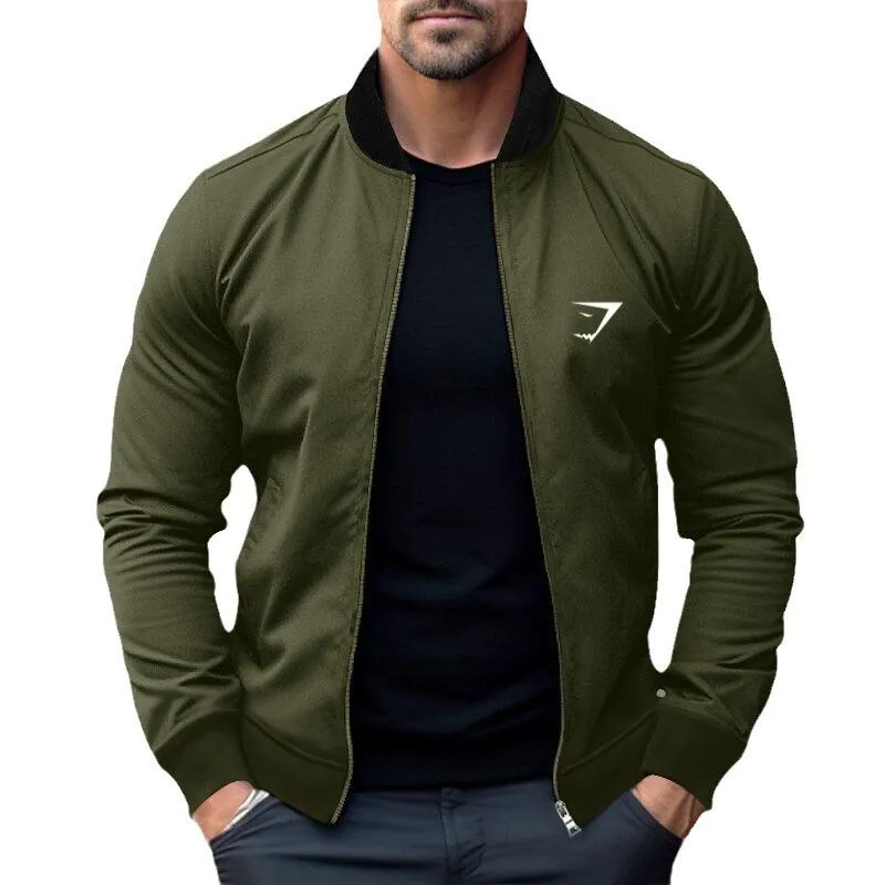 Men's Zipper Stand Collar Casual Long Sleeve Jacket 09913860X sold by Manly