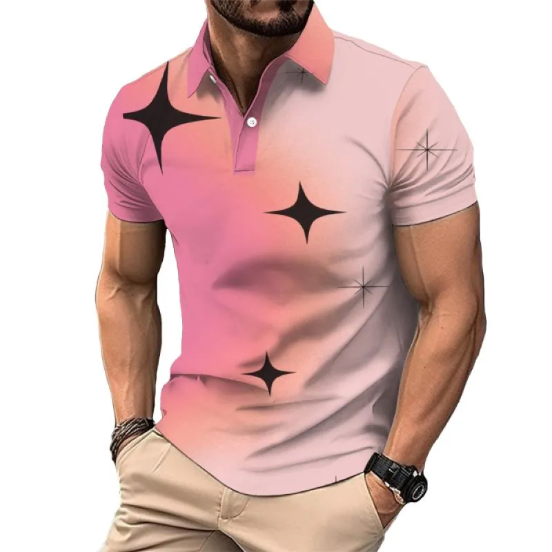 Men's Trendy Punk Gradient Polo Shirt 60704986TO sold by Manly