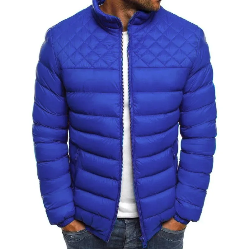 Men's Stand Collar Solid Color Rhombus Cotton Jacket 89953204M sold by Manly product image thumbnail 2