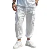 Men's Casual Solid Color Multi-Pocket Drawstring Pants 85924446Y sold by Manly