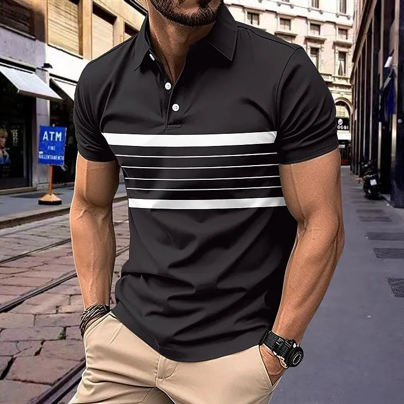 Men's Casual Striped Printed Short Sleeve Polo Shirt 50197813X sold by Manly product image thumbnail 4