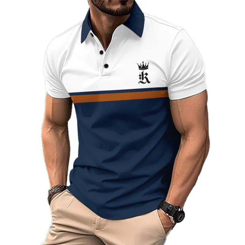Men's Contrast Print Button Short Sleeve POLO Shirt 48535680X sold by Manly