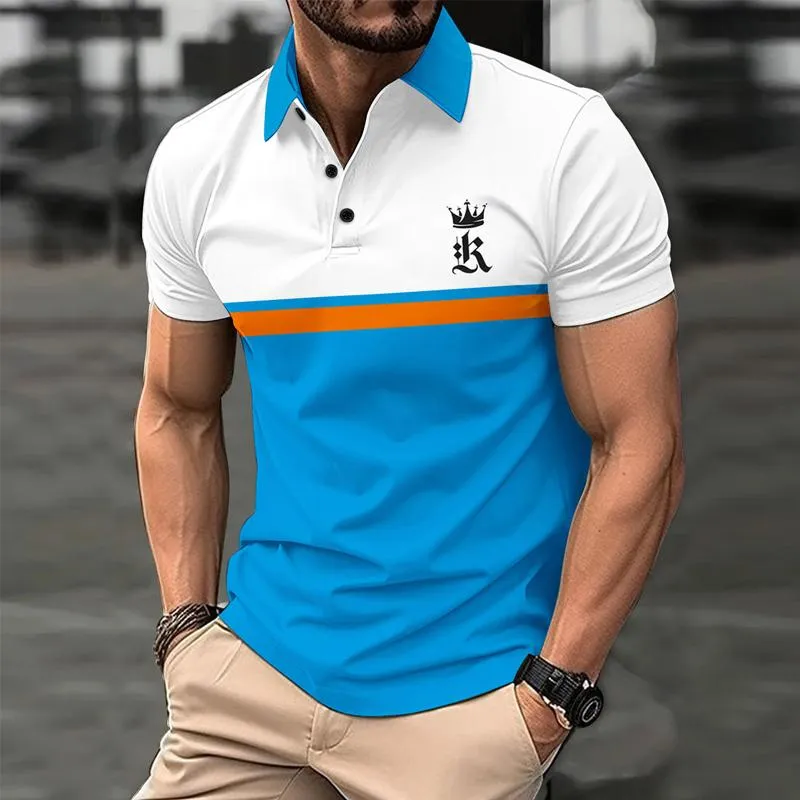 Men's Contrast Print Button Short Sleeve POLO Shirt 48535680X sold by Manly product image thumbnail 5