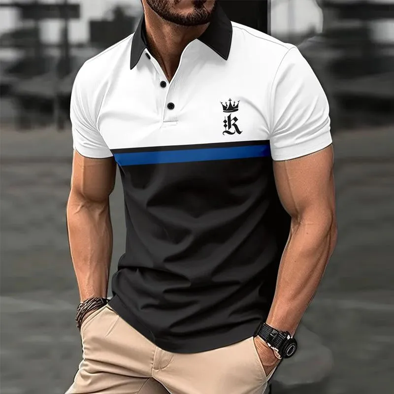 Men's Contrast Print Button Short Sleeve POLO Shirt 48535680X sold by Manly product image thumbnail 3