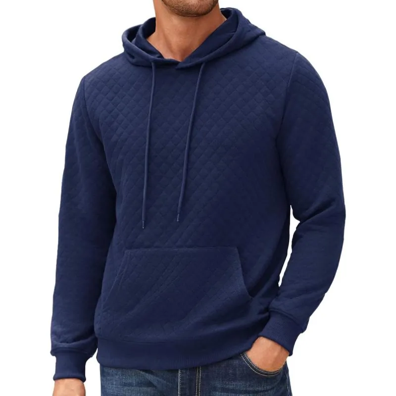 Men's Casual Plaid Kangaroo Pocket Loose Pullover Hoodie 22000692M sold by Manly