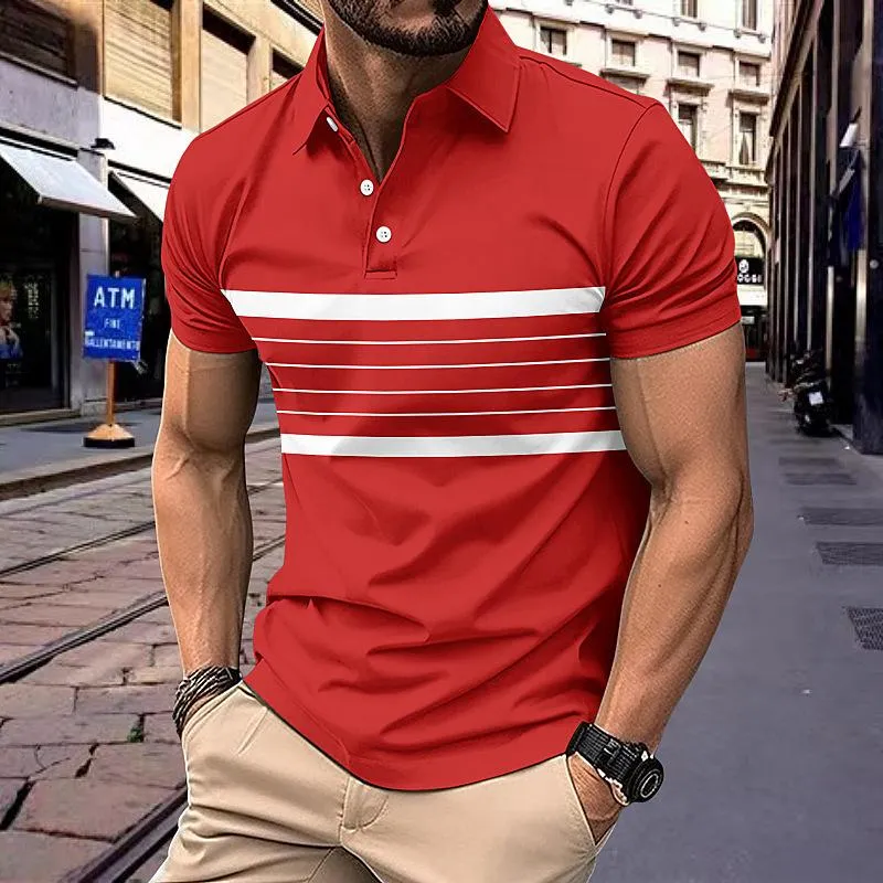Men's Casual Striped Printed Short Sleeve Polo Shirt 50197813X sold by Manly product image thumbnail 2