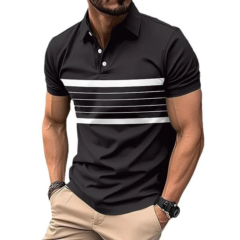 Men's Casual Striped Printed Short Sleeve Polo Shirt 50197813X sold by Manly
