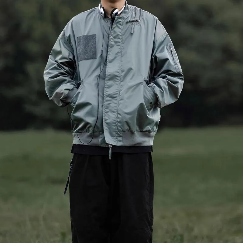 Men's Solid Color Vintage Multi-Pocket Zip Bomber Jacket 08284423Z sold by Manly product image thumbnail 3