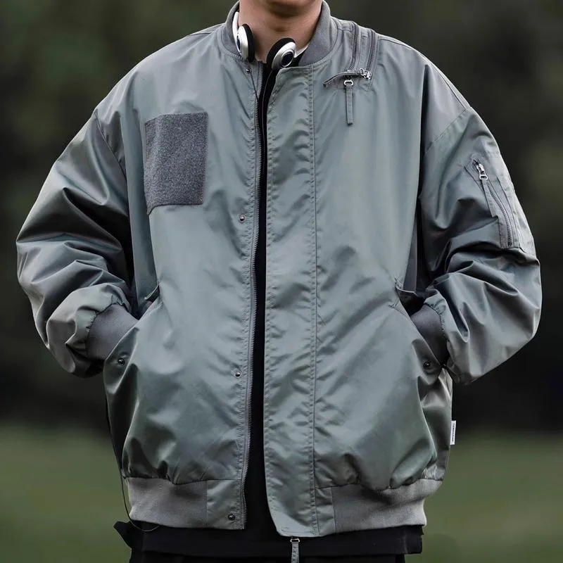 Men's Solid Color Vintage Multi-Pocket Zip Bomber Jacket 08284423Z sold by Manly product image thumbnail 2