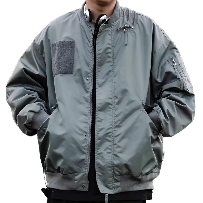 Men's Solid Color Vintage Multi-Pocket Zip Bomber Jacket 08284423Z sold by Manly