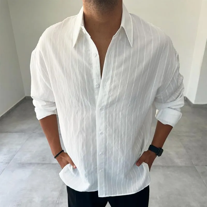 Men's Casual Striped Lapel Long Sleeve Shirt 53702536TO sold by Manly product image thumbnail 3