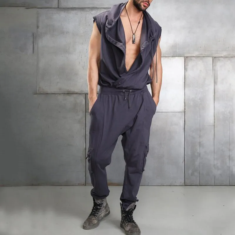 Men's Solid Hooded Sleeveless Tank Top Trousers Casual Set 70620988Z sold by Manly product image thumbnail 3