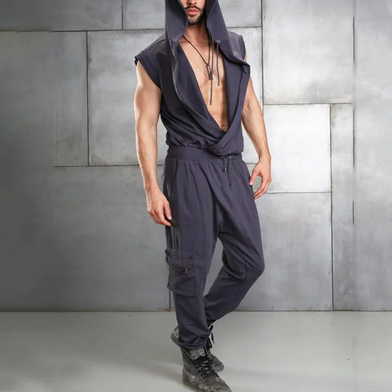 Men's Solid Hooded Sleeveless Tank Top Trousers Casual Set 70620988Z sold by Manly product image thumbnail 2