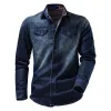 Men's Casual Lapel Long Sleeve Washed Denim Shirt 36975779M sold by Manly