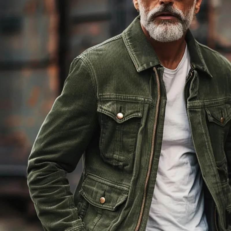 Men's Corduroy Multi-Pocket Lapel Cargo Jacket 59595883Y sold by Manly product image thumbnail 3