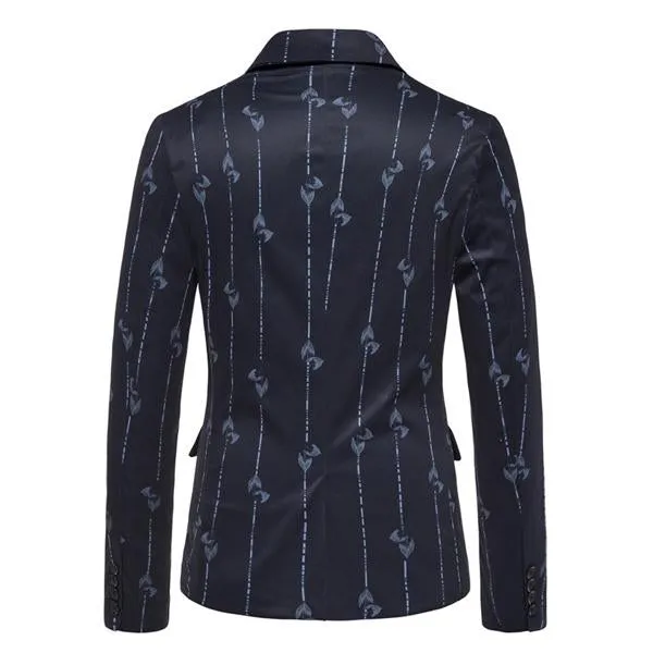 Men's One Button Leaf Stripe Print Casual Blazer 84301196M sold by Manly product image thumbnail 3