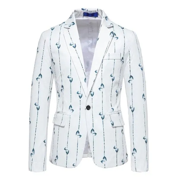 Men's One Button Leaf Stripe Print Casual Blazer 84301196M sold by Manly product image thumbnail 4