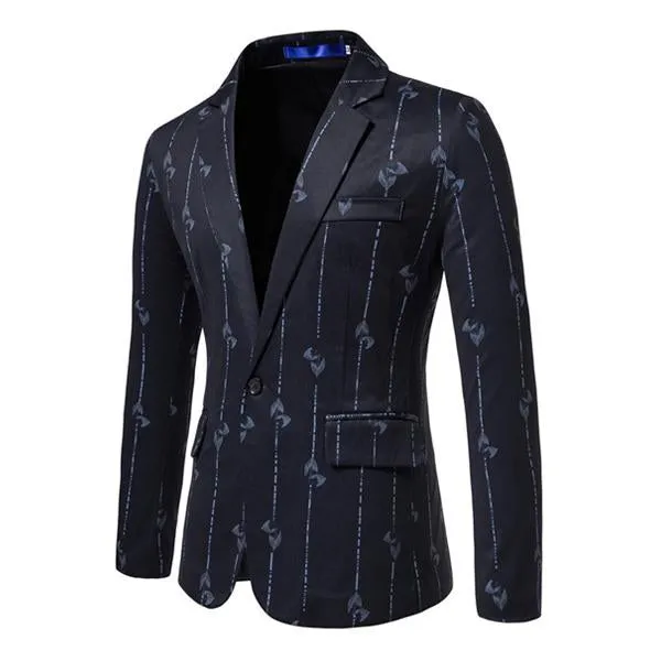 Men's One Button Leaf Stripe Print Casual Blazer 84301196M sold by Manly product image thumbnail 2