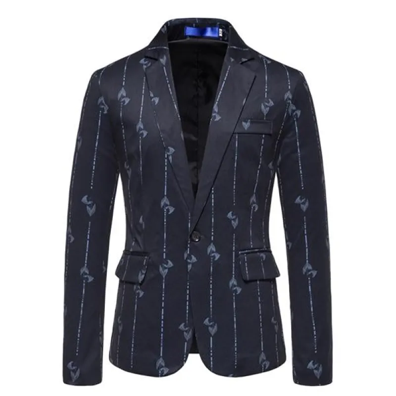 Men's One Button Leaf Stripe Print Casual Blazer 84301196M sold by Manly