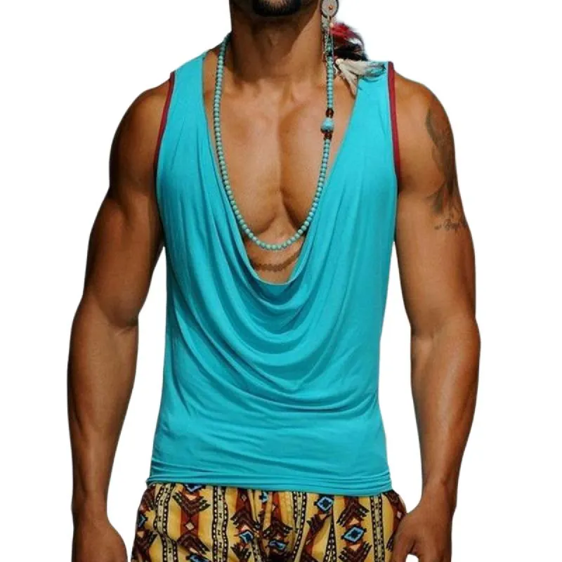 Men's Solid Color Round Neck Casual Tank Top 15479073X sold by Manly