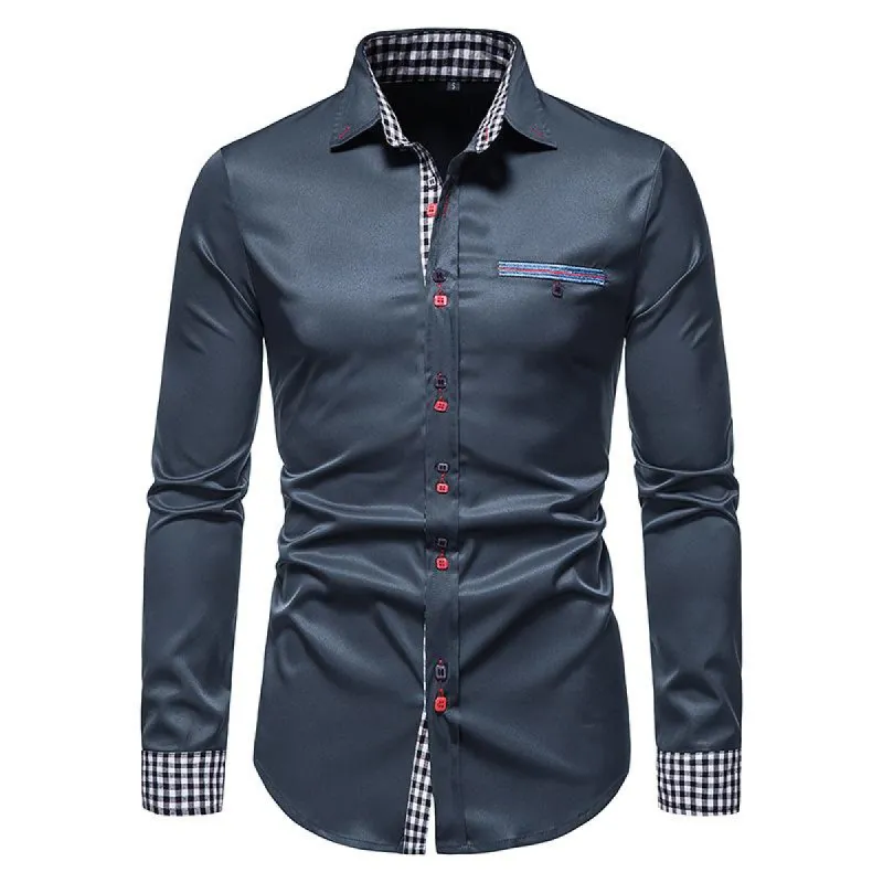 Men's Casual Colorblock Long Sleeve Button-Down Shirt 10907286X sold by Manly