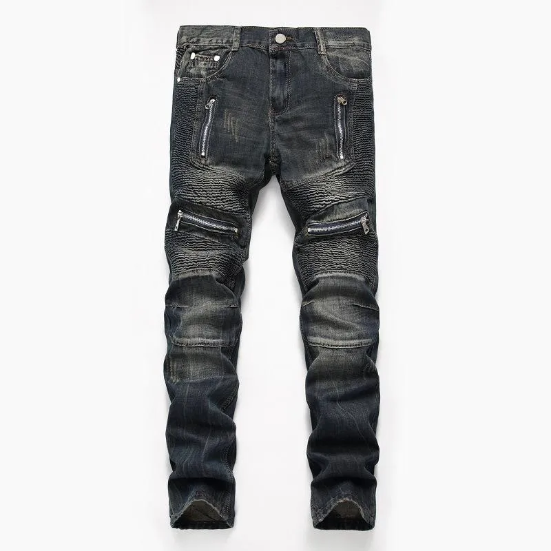 Men's Fashion Distressed Zip Decor Slim Jeans 36411678Z sold by Manly product image thumbnail 3