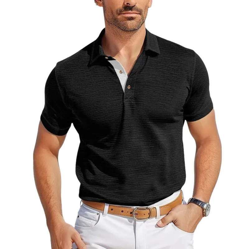 Men's Casual Colorblock Short-Sleeved Polo Shirt 06683110Y sold by Manly