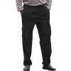 Men's Solid Linen Multi-pocket Elastic Waist Casual Trousers 85031210Z sold by Manly