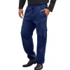 Men's Solid Linen Multi-pocket Elastic Waist Casual Trousers 85031210Z sold by Manly