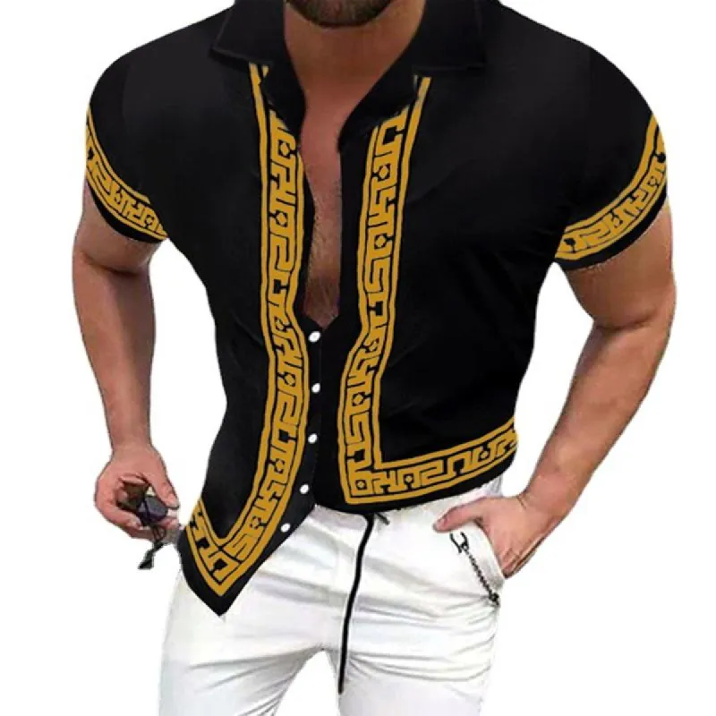 Men's Casual Loose Beach Short Sleeve Shirt 88124310X sold by Manly