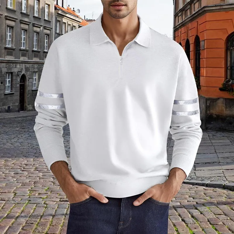 Men's Zipper Lapel Long Sleeve Polo Shirt 42592375X sold by Manly product image thumbnail 3