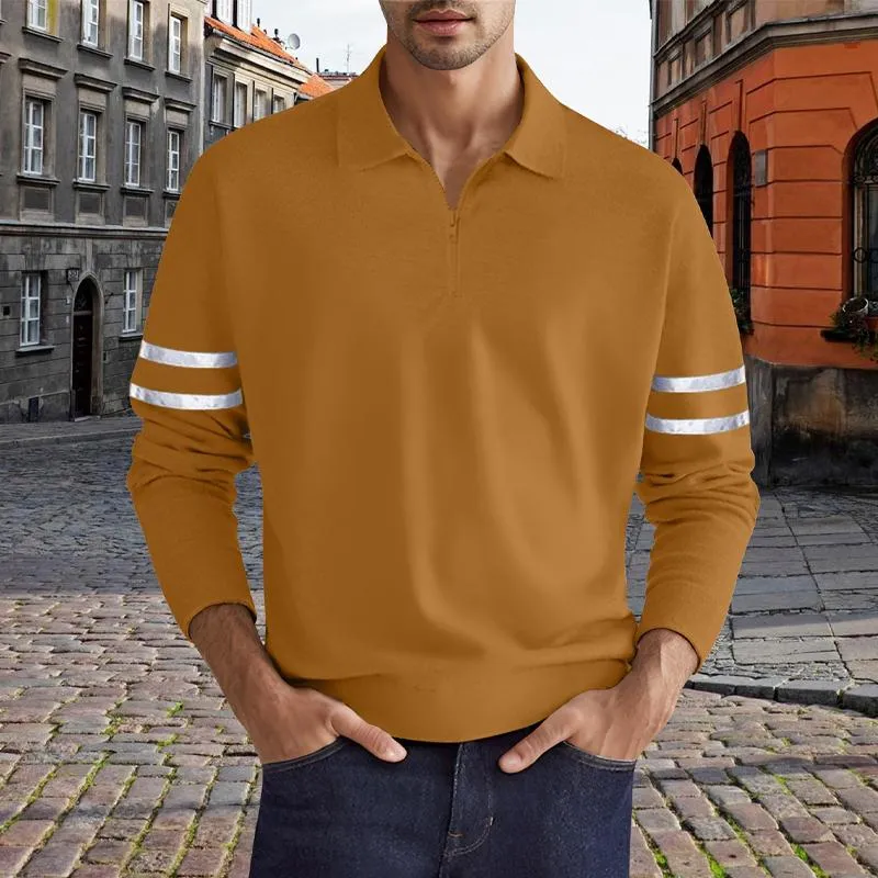 Men's Zipper Lapel Long Sleeve Polo Shirt 42592375X sold by Manly product image thumbnail 4