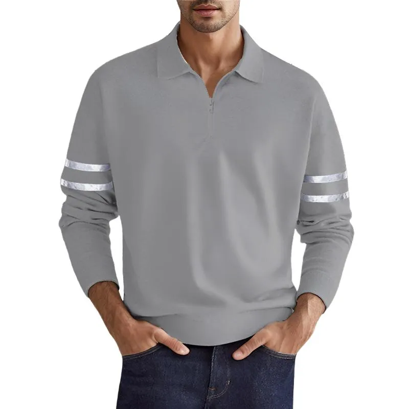 Men's Zipper Lapel Long Sleeve Polo Shirt 42592375X sold by Manly