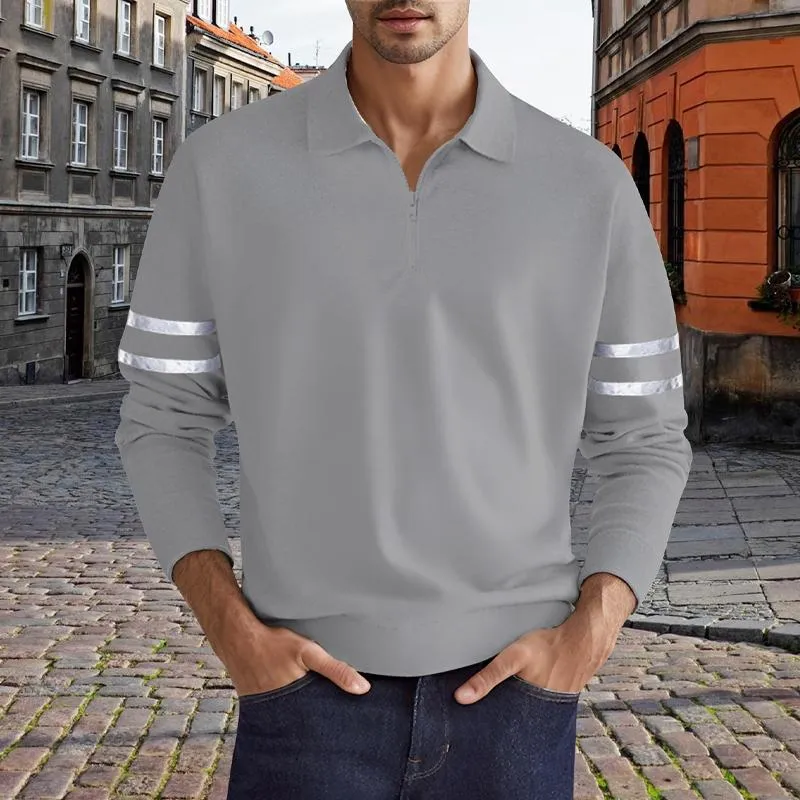 Men's Zipper Lapel Long Sleeve Polo Shirt 42592375X sold by Manly product image thumbnail 2
