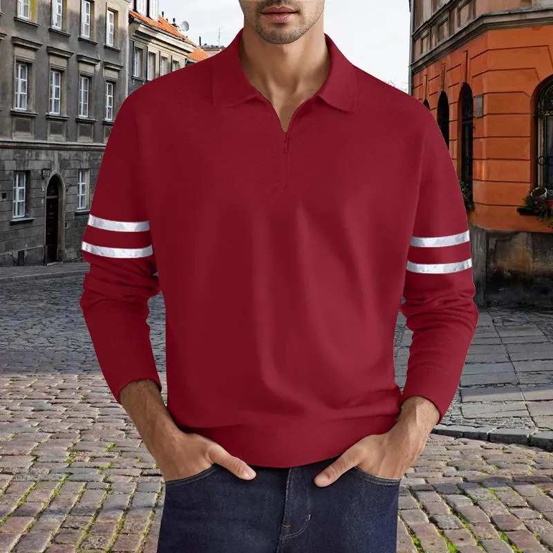 Men's Zipper Lapel Long Sleeve Polo Shirt 42592375X sold by Manly product image thumbnail 5