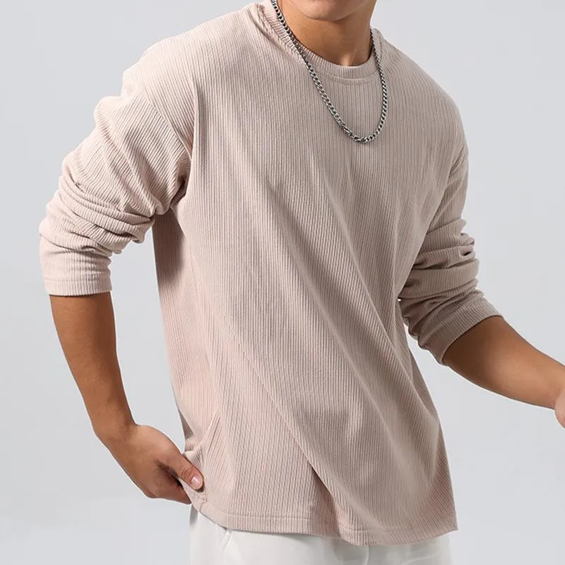 Men's Casual Round Neck Solid Color Loose Long Sleeve T-Shirt 98528431M sold by Manly product image thumbnail 5