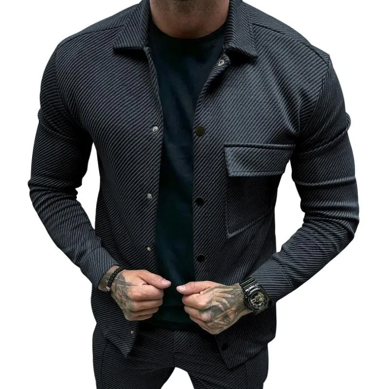 Men's Solid Twill Lapel Chest Pocket Jacket 67315571Y sold by Manly