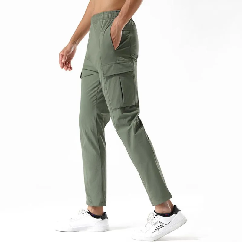 Men's Ice Silk Quick-drying Pants Drawstring Mountaineering Outdoor Loose Tooling Sports Trousers 34953161X sold by Manly