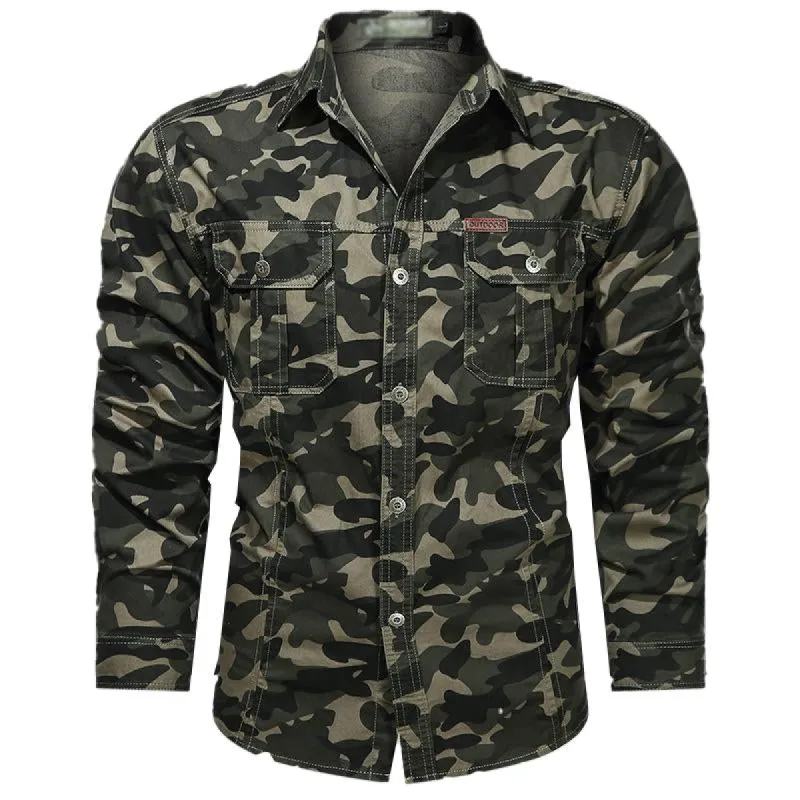 Men's Camouflage Loose Long Sleeve Shirt 17046317X sold by Manly