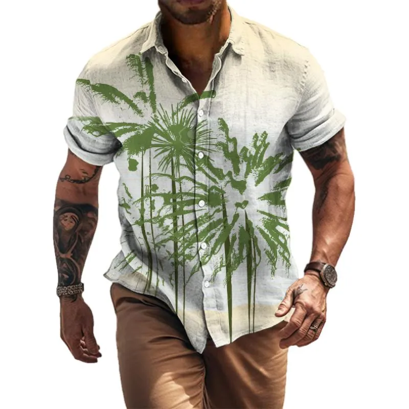 Men's Casual Beach Coconut Short Sleeve Shirt 05936588TO sold by Manly