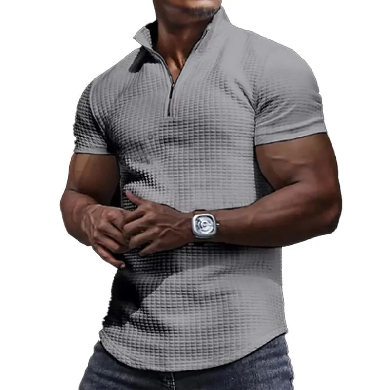 Men's Solid Color Zipper POLO Short Sleeve T-Shirt 20645886X sold by Manly product image thumbnail 2