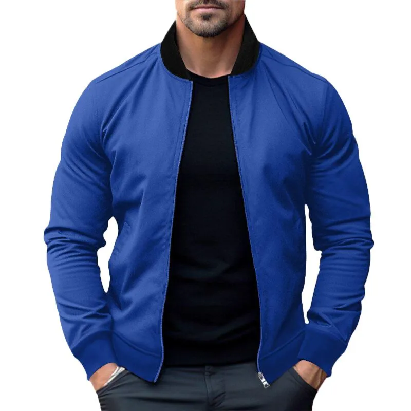 Men's Color Block Stand Collar Zipper Casual Jacket 33630528Z sold by Manly