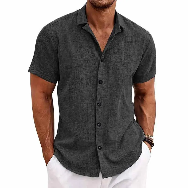 Men's Cotton and Linen Casual Short-sleeved Shirt 61509213X sold by Manly