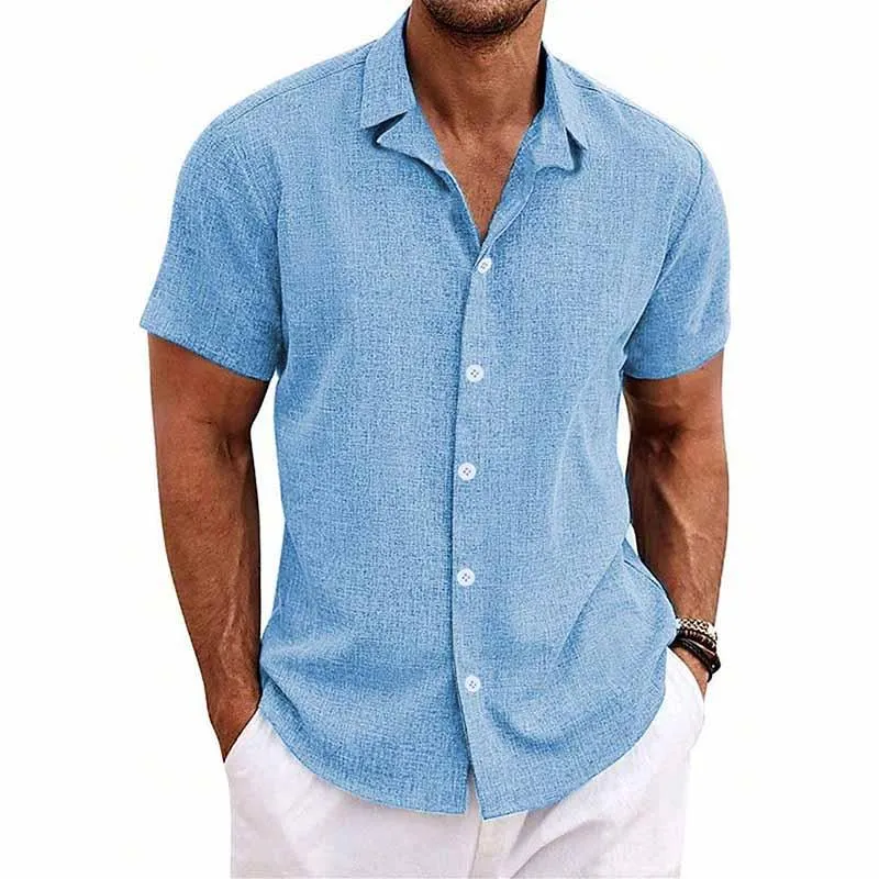 Men's Cotton and Linen Casual Short-sleeved Shirt 61509213X sold by Manly product image thumbnail 2