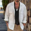 Men's Solid Color Lapel Breast Pocket Single Breasted Shirt Jacket 28559364Z sold by Manly