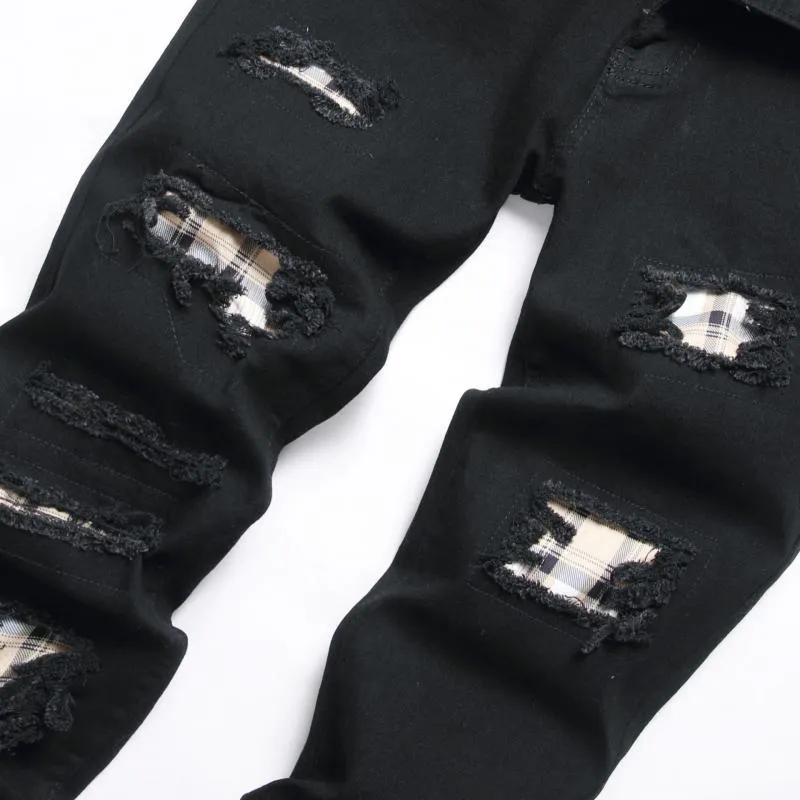 Men's Fashion Patch Distressed Hole Slim Jeans 60536574Z sold by Manly product image thumbnail 3