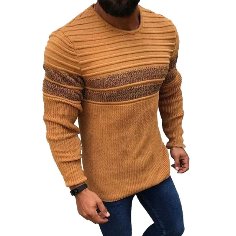 Men's Casual Crew Neck Colorblock Long Sleeve Pullover Knitwear 67038571M sold by Manly