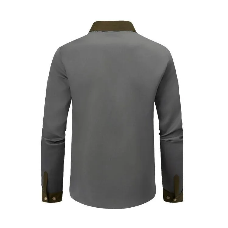 Men's Casual Colorblock Lapel Double Pocket Slim Fit Long Sleeve Shirt 88716368M sold by Manly product image thumbnail 3
